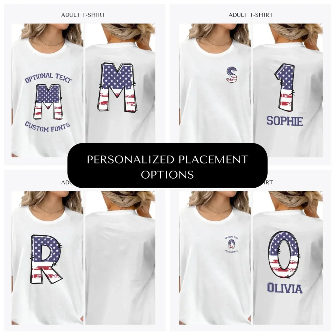 USA-Flag-Letter-Initial-custom-adult-t-shirt-design-placement-front-back-pocket-artfulane