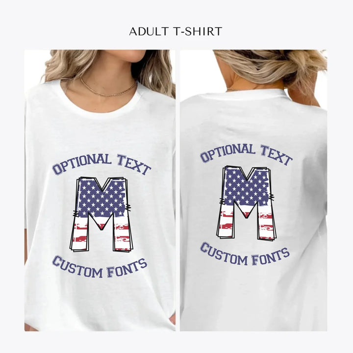 USA-Flag-Letter-Initial-personalized-women-unisex-adult-t-shirt-artfulane