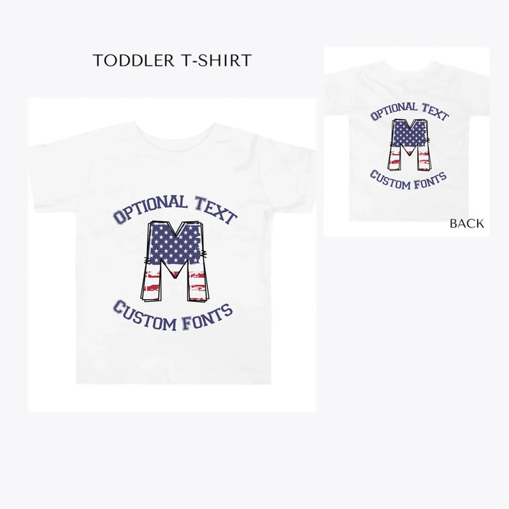 USA-Flag-Letter-Initial-toddler-custom-t-shirt-artfulane