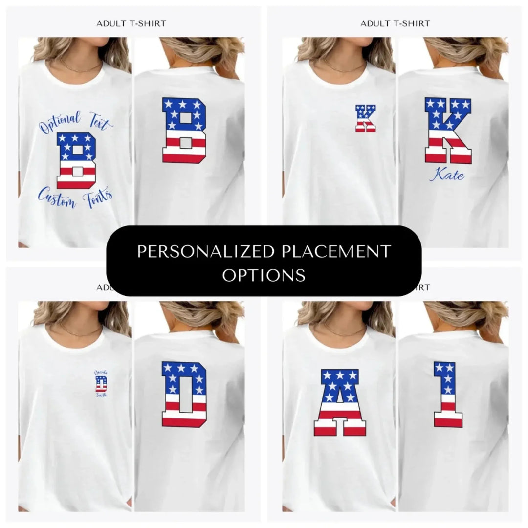 USA-Varsity-Letter-Initial-custom-adult-t-shirt-design-placement-front-back-pocket-artfulane