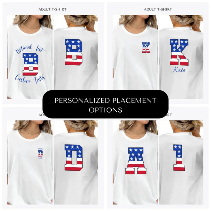 USA-Varsity-Letter-Initial-custom-adult-t-shirt-design-placement-front-back-pocket-artfulane