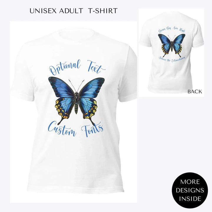 Vintage-Blue-Butterflies-custom-women-unisex-adult-t-shirt-artfulane