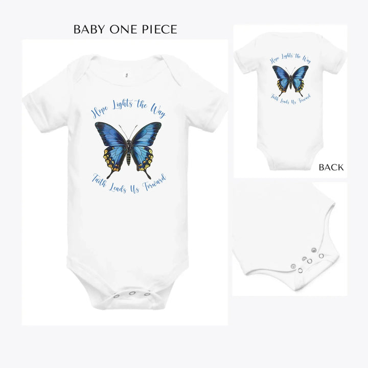 Vintage-Blue-Butterflies-custom-baby-onesie-artfulane