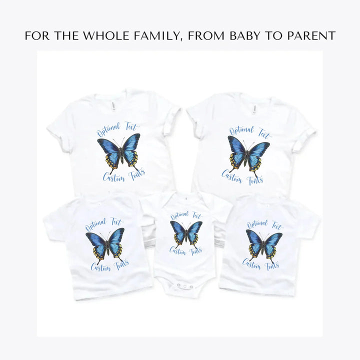 Vintage-Blue-Butterflies-custom-t-shirts-adult-youth-toddler-baby-sizes-artfulane