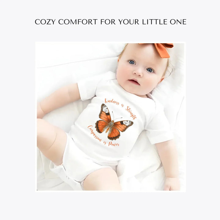 Vintage-Orange-Butterflies-custom-baby-bodysuit-artfulane