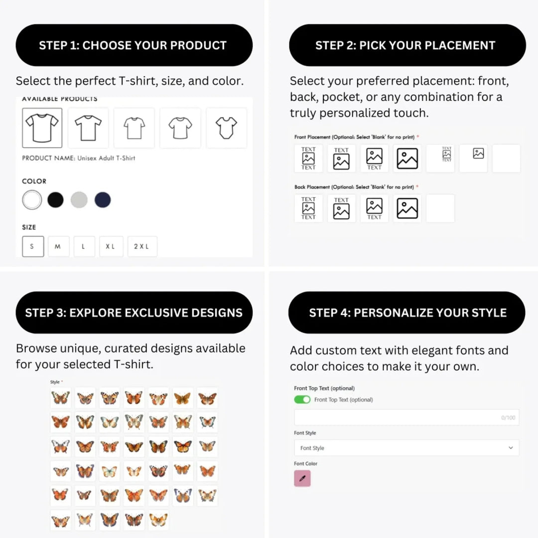 how-to-design-custom-Vintage-Orange-Butterflies-t-shirt-personalization-options-artfulane