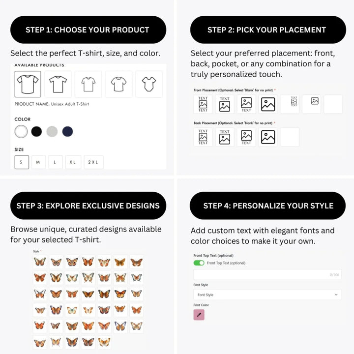 how-to-design-custom-Vintage-Orange-Butterflies-t-shirt-personalization-options-artfulane