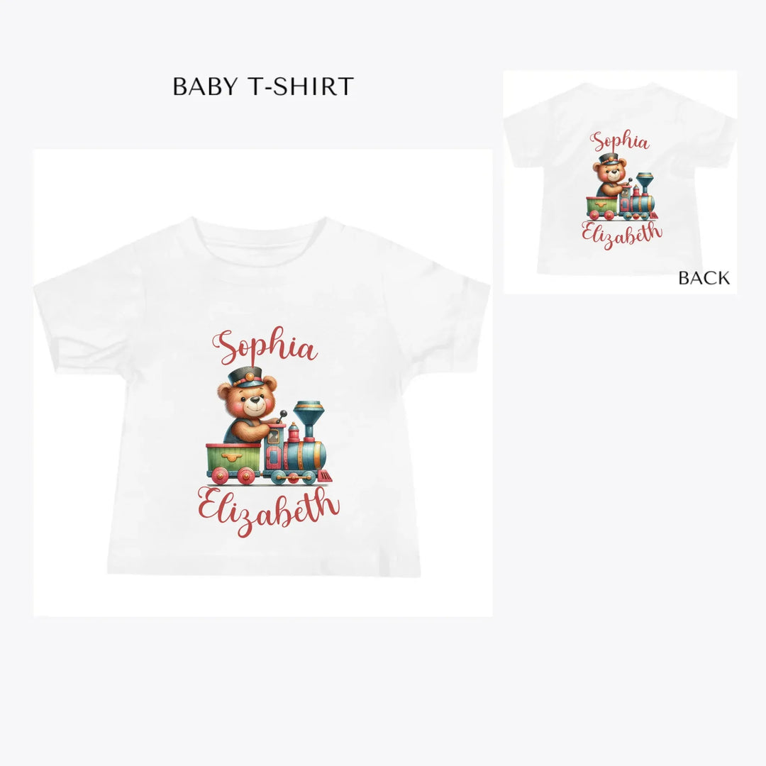 Vintage-Teddy-Bear-Driving-a-Train-custom-baby-t-shirt-artfulane