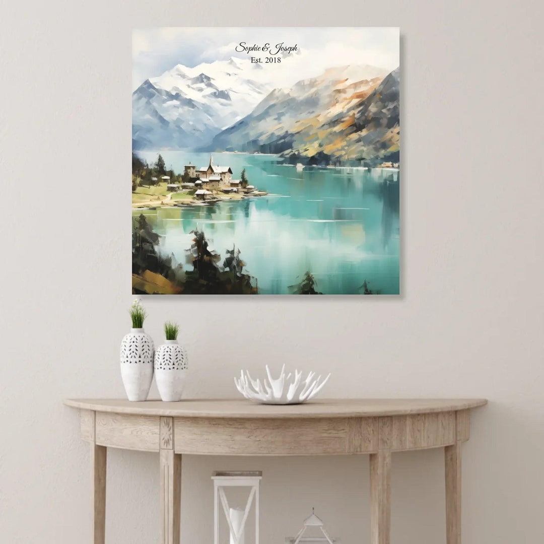Custom Wall Art - Alpine Serenity Oil Painting - ARTFULANE
