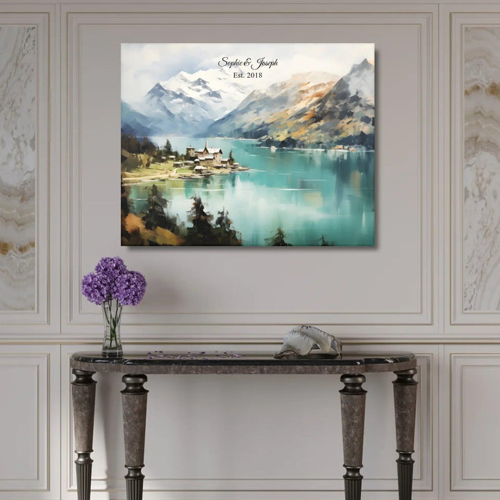 Custom Wall Art - Alpine Serenity Oil Painting - ARTFULANE