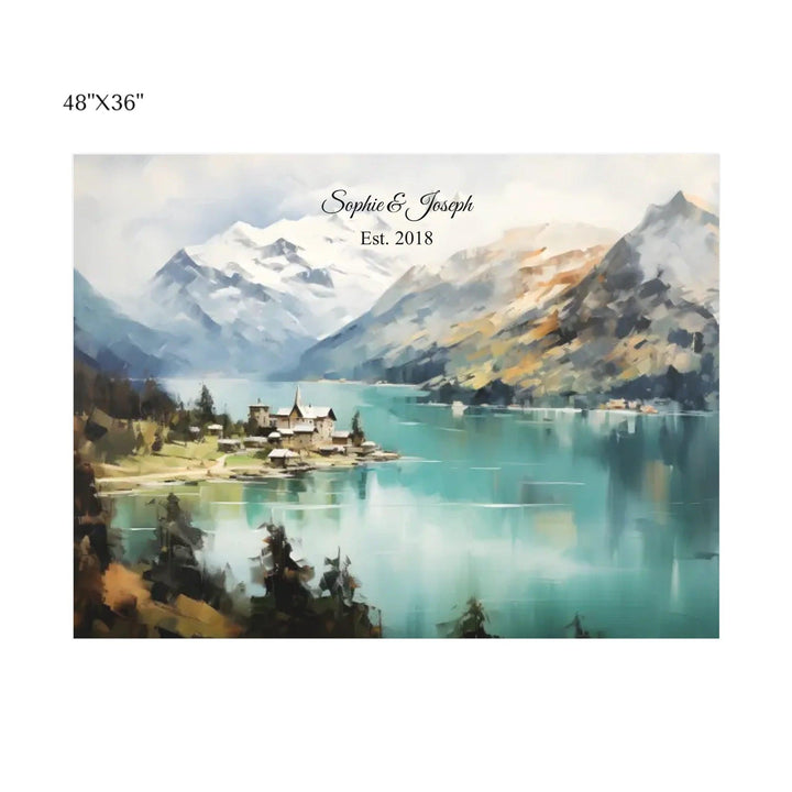 Custom Wall Art - Alpine Serenity Oil Painting - ARTFULANE