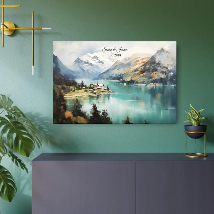 Custom Wall Art - Alpine Serenity Oil Painting - ARTFULANE