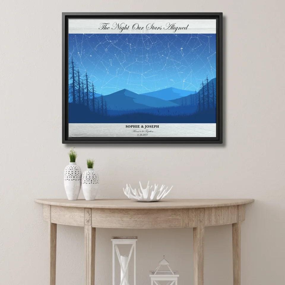 Custom Wall Art - Blue Landscape Star Map - ARTFULANE