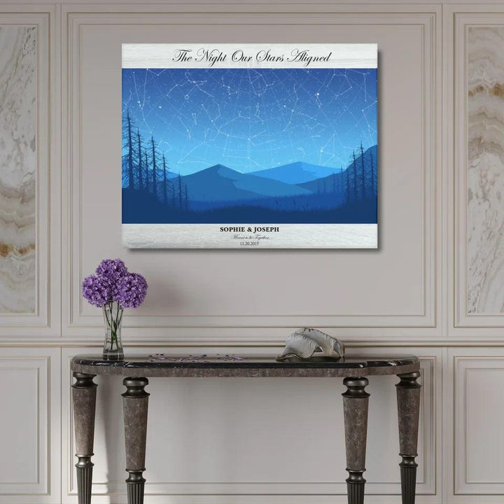 Custom Wall Art - Blue Landscape Star Map - ARTFULANE
