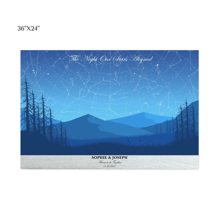Custom Wall Art - Blue Landscape Star Map - ARTFULANE