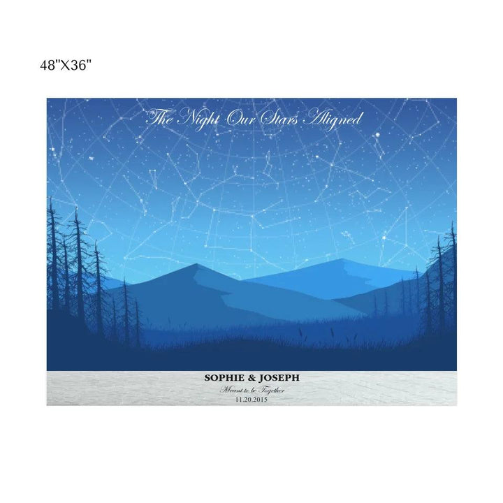 Custom Wall Art - Blue Landscape Star Map - ARTFULANE