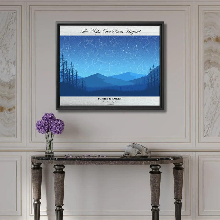 Custom Wall Art - Blue Landscape Star Map - ARTFULANE