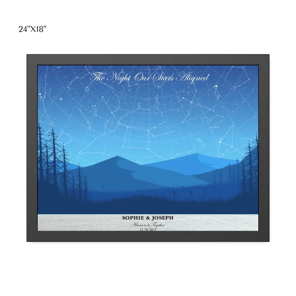 Custom Wall Art - Blue Landscape Star Map - ARTFULANE