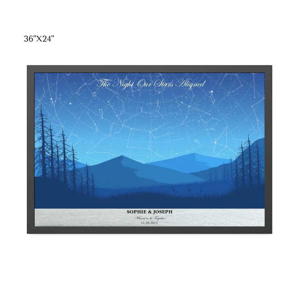 Custom Wall Art - Blue Landscape Star Map - ARTFULANE