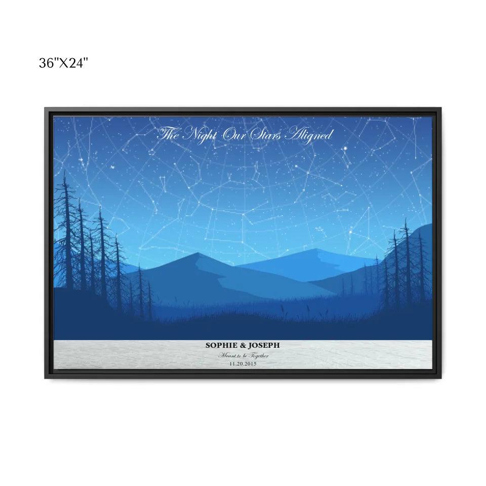 Custom Wall Art - Blue Landscape Star Map - ARTFULANE