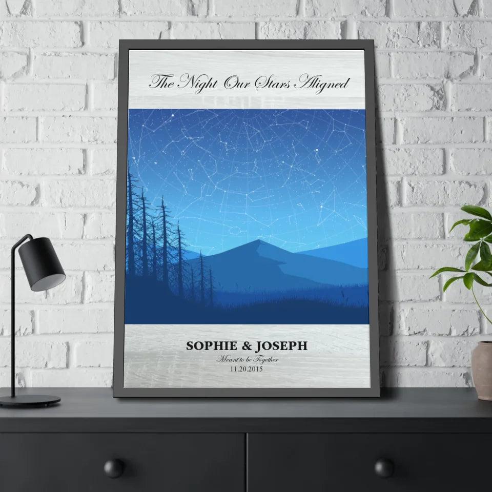 Custom Wall Art - Blue Landscape Star Map - ARTFULANE