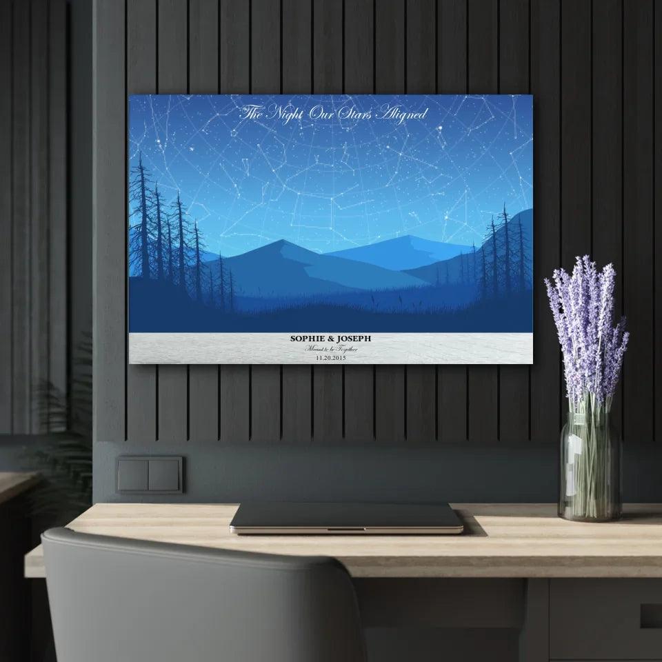 Custom Wall Art - Blue Landscape Star Map - ARTFULANE