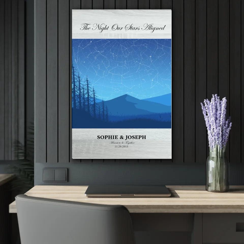 Custom Wall Art - Blue Landscape Star Map - ARTFULANE
