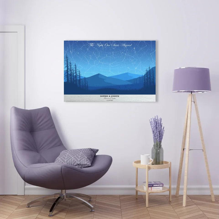 Custom Wall Art - Blue Landscape Star Map - ARTFULANE