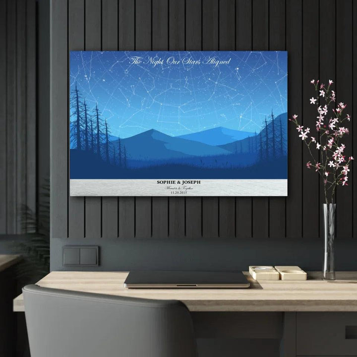 Custom Wall Art - Blue Landscape Star Map - ARTFULANE