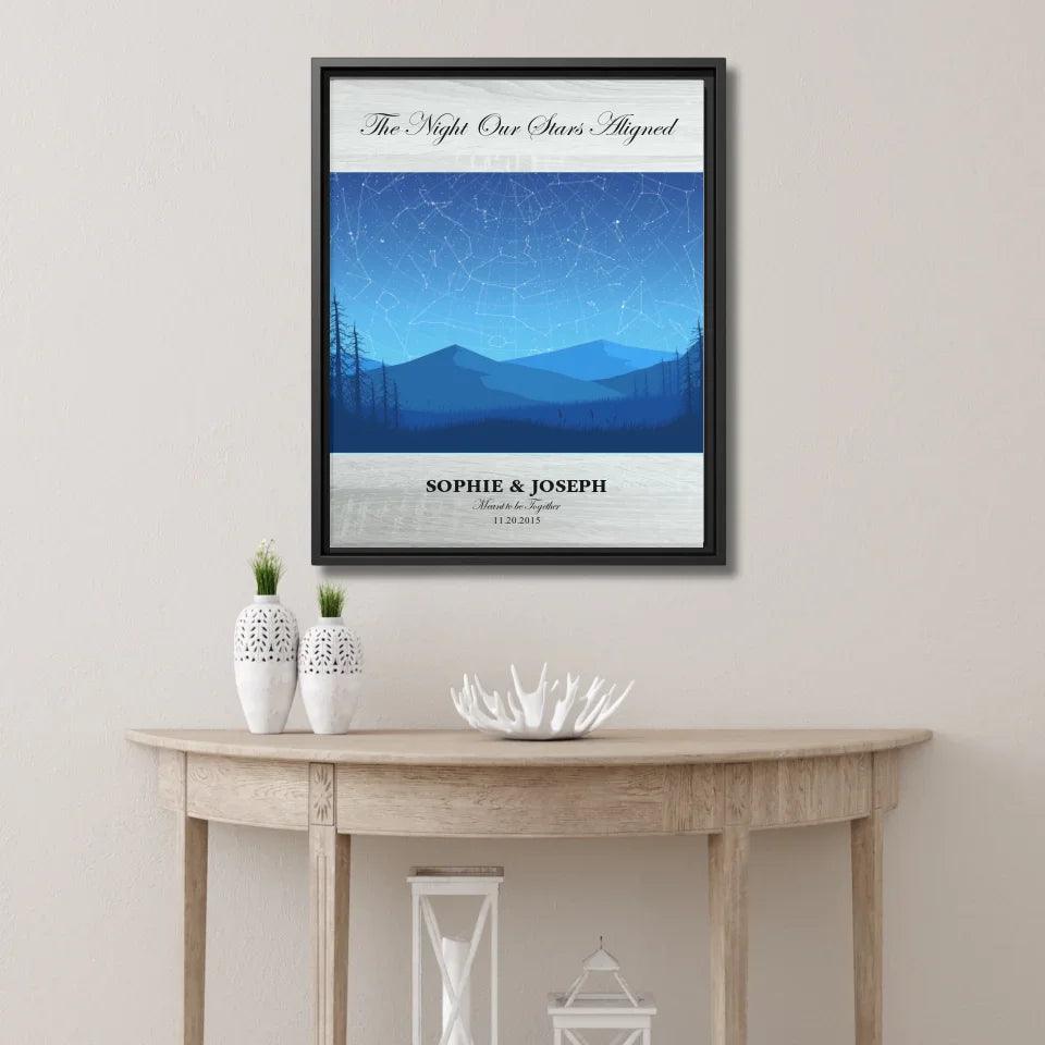 Custom Wall Art - Blue Landscape Star Map - ARTFULANE