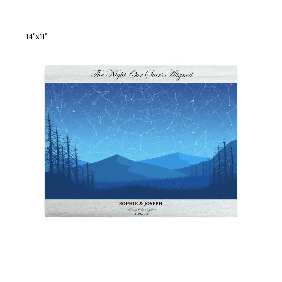 Custom Wall Art - Blue Landscape Star Map - ARTFULANE
