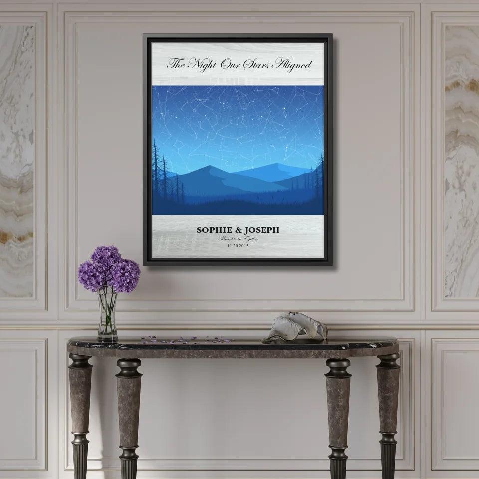 Custom Wall Art - Blue Landscape Star Map - ARTFULANE