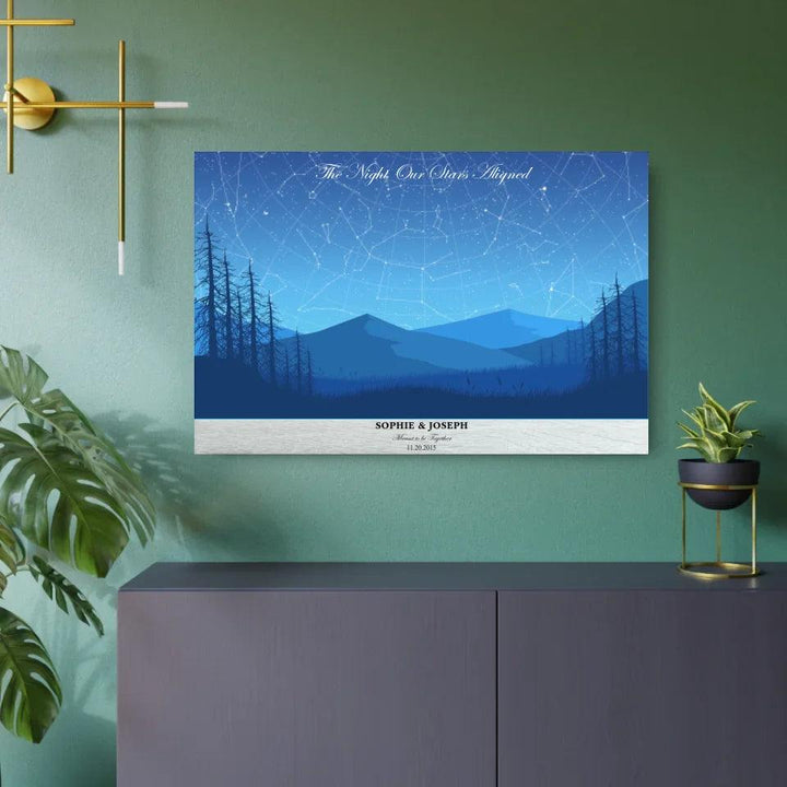 Custom Wall Art - Blue Landscape Star Map - ARTFULANE