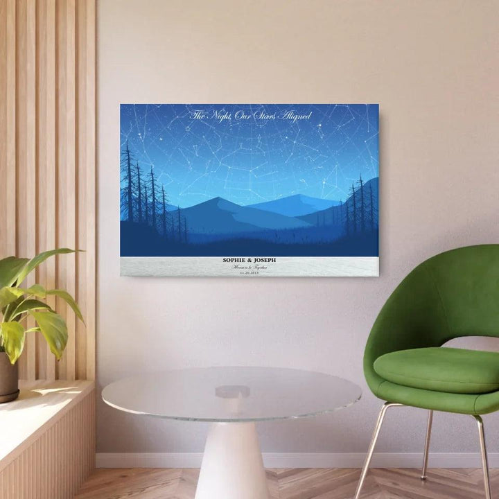 Custom Wall Art - Blue Landscape Star Map - ARTFULANE