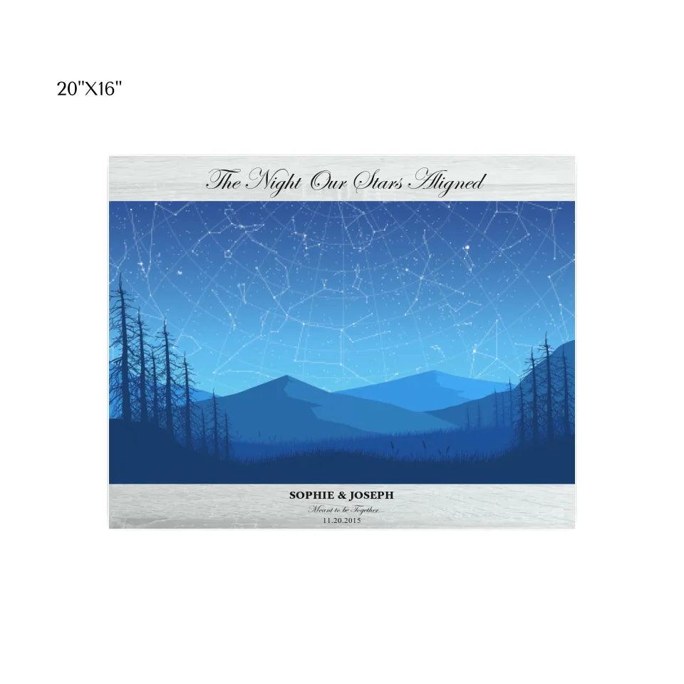 Custom Wall Art - Blue Landscape Star Map - ARTFULANE
