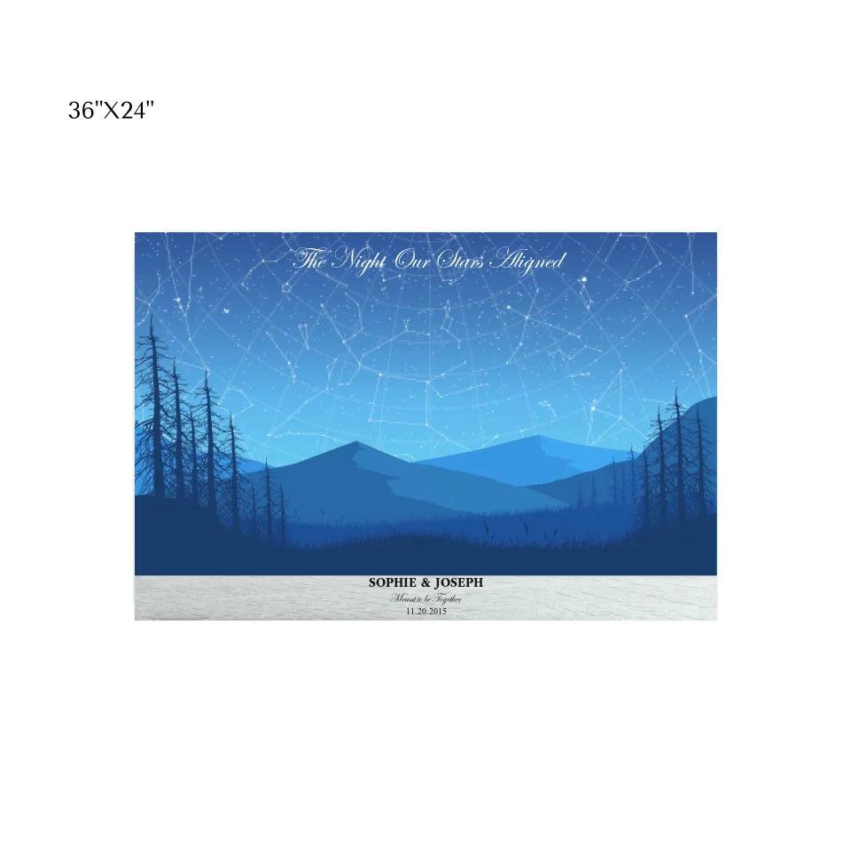Custom Wall Art - Blue Landscape Star Map - ARTFULANE