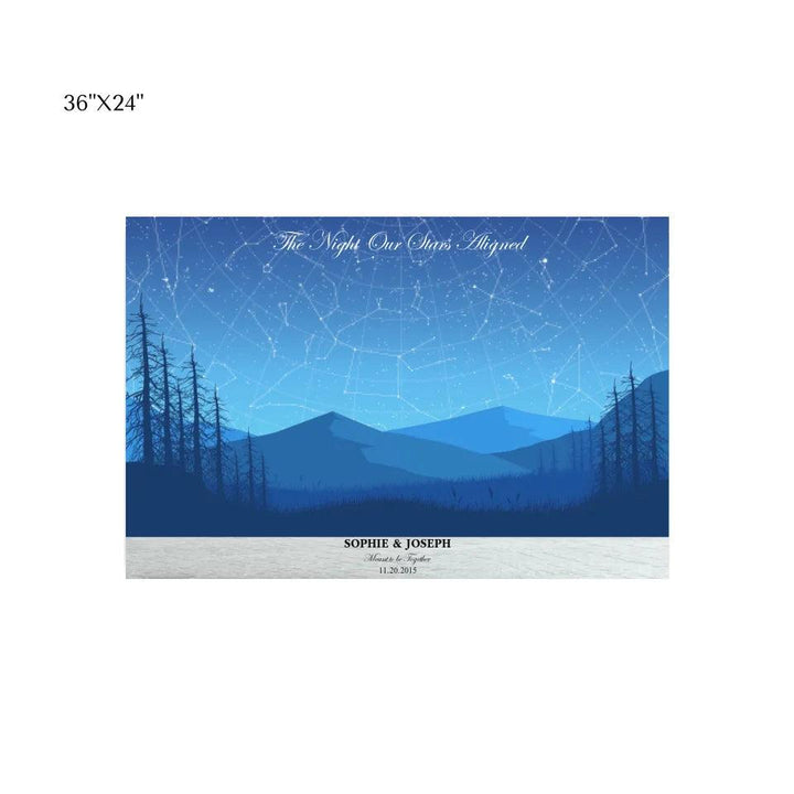 Custom Wall Art - Blue Landscape Star Map - ARTFULANE