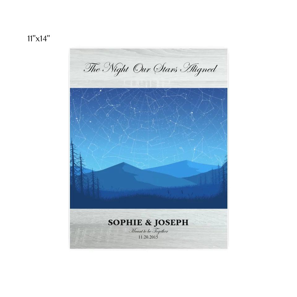 Custom Wall Art - Blue Landscape Star Map - ARTFULANE