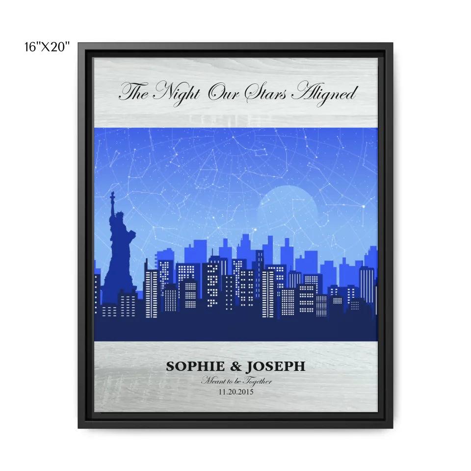 Custom Wall Art - Blue New York Cityscape Star Map - ARTFULANE