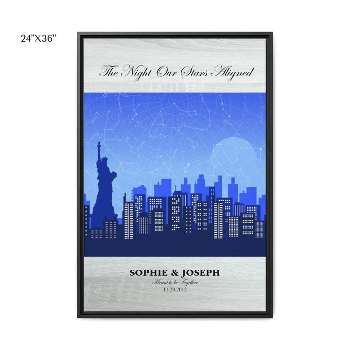 Custom Wall Art - Blue New York Cityscape Star Map - ARTFULANE