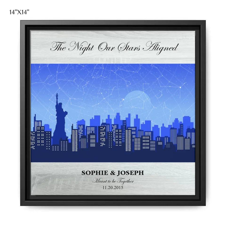 Custom Wall Art - Blue New York Cityscape Star Map - ARTFULANE