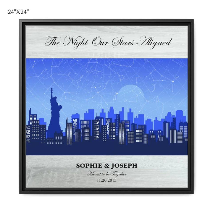 Custom Wall Art - Blue New York Cityscape Star Map - ARTFULANE