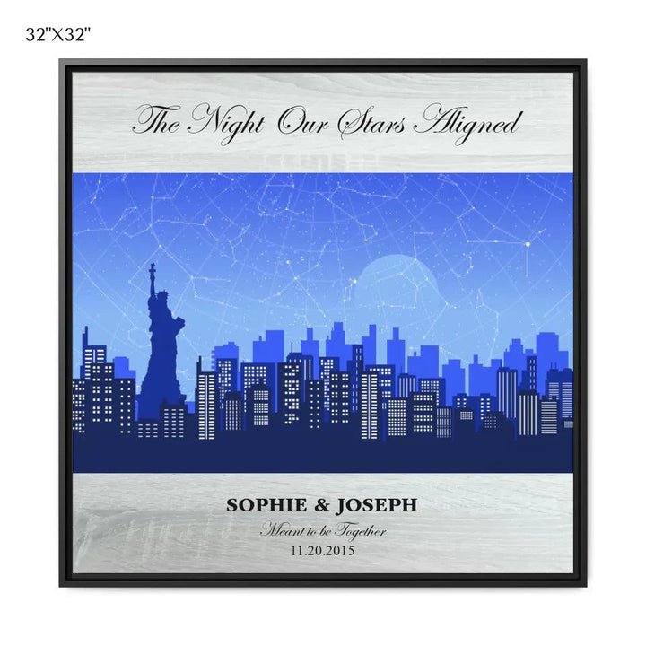Custom Wall Art - Blue New York Cityscape Star Map - ARTFULANE