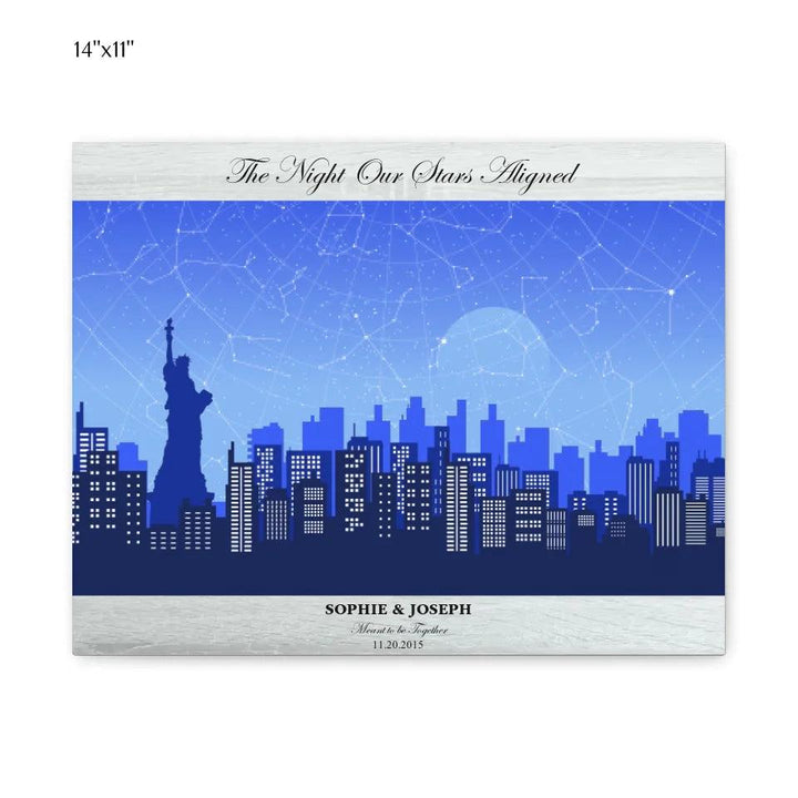 Custom Wall Art - Blue New York Cityscape Star Map - ARTFULANE