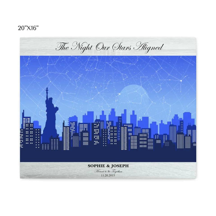 Custom Wall Art - Blue New York Cityscape Star Map - ARTFULANE