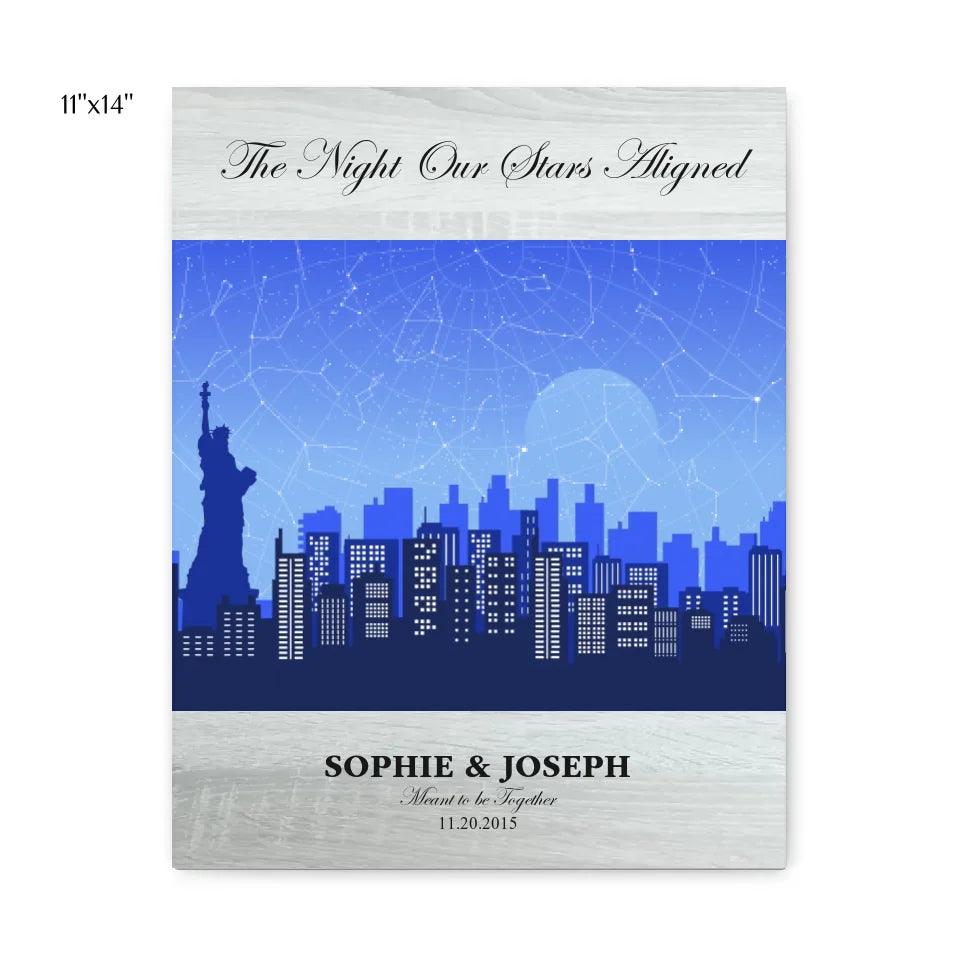 Custom Wall Art - Blue New York Cityscape Star Map - ARTFULANE