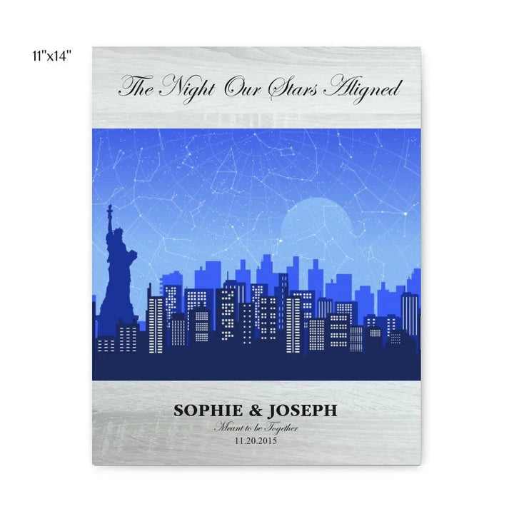 Custom Wall Art - Blue New York Cityscape Star Map - ARTFULANE