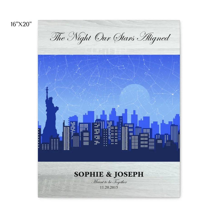 Custom Wall Art - Blue New York Cityscape Star Map - ARTFULANE