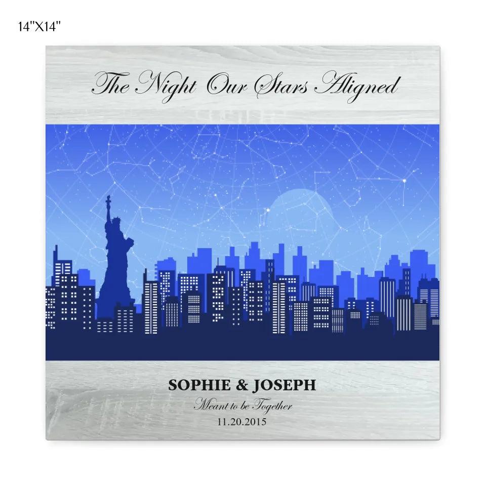 Custom Wall Art - Blue New York Cityscape Star Map - ARTFULANE