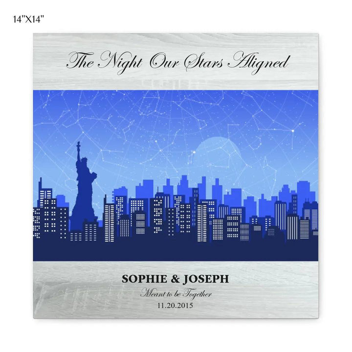 Custom Wall Art - Blue New York Cityscape Star Map - ARTFULANE